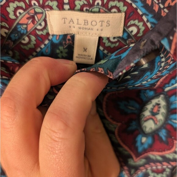 Talbots Paisley Boho Button Down Cotton Shirt Size X - Picture 5 of 8